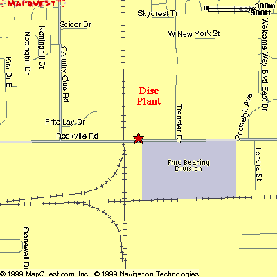 Map showing the RCA disc pressing plant at 7900 Rockville Road