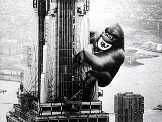 Aerial View of Inflatable King Kong Atop Empire State Building