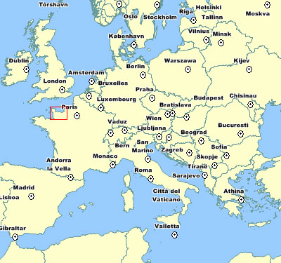 Map of Europe Showing Normandy