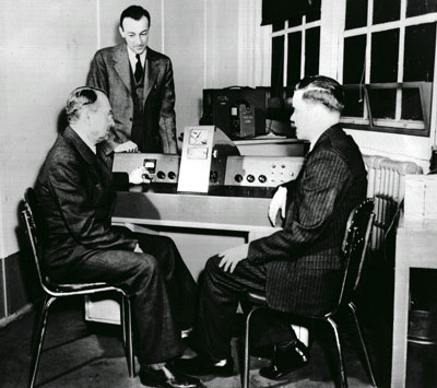 James Hillier With Electron Microscope