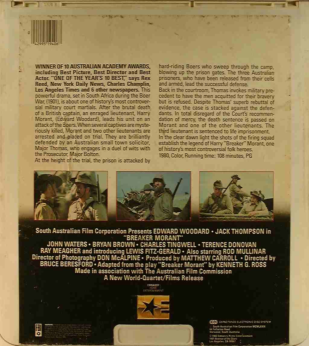 CED title precursor to the Blu-ray DVD movie disc format