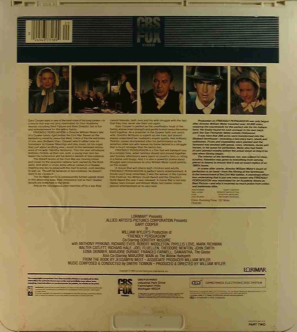 CED title precursor to the Blu-ray DVD movie disc format