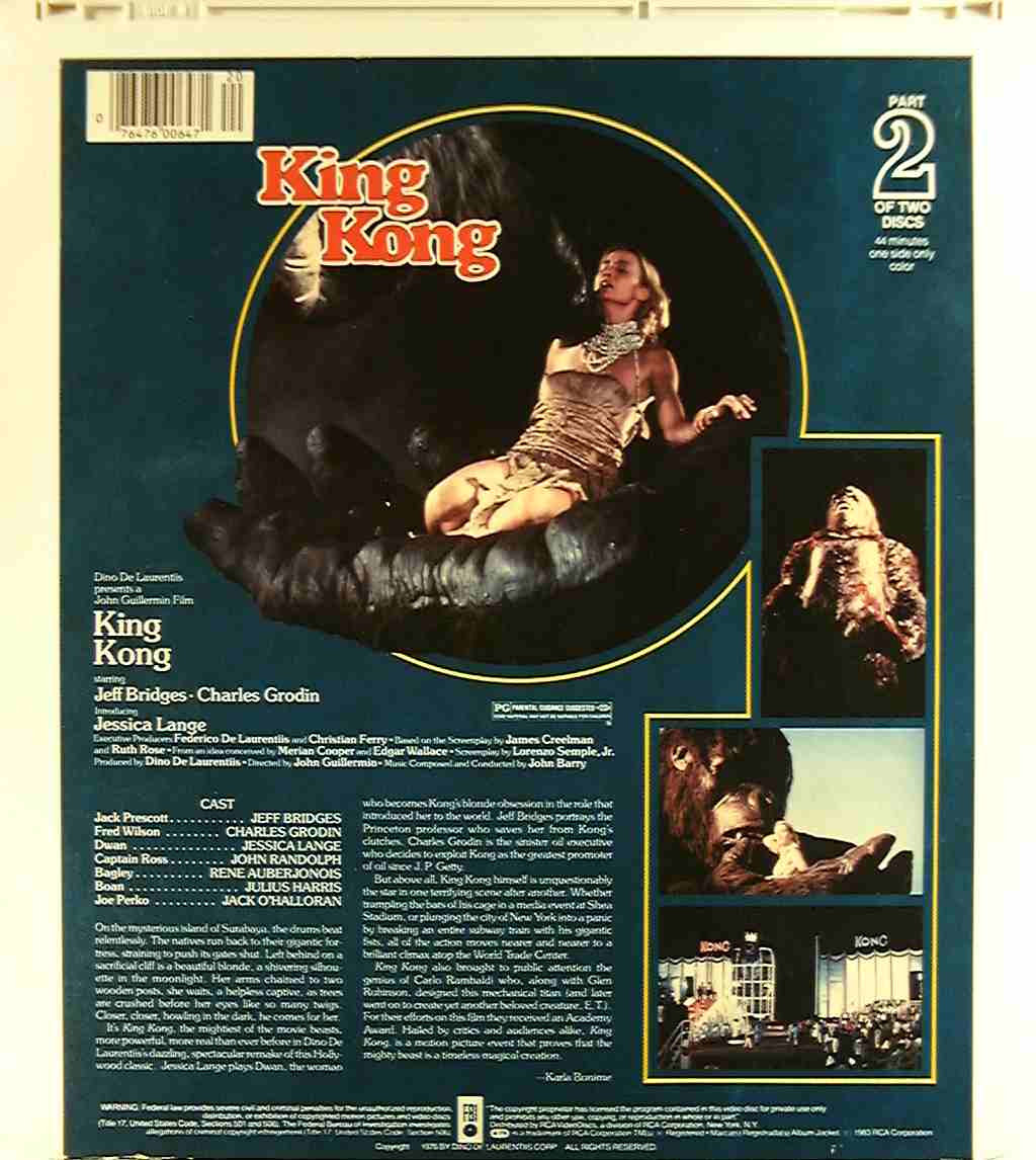 King Kong (2) [1976] {76476006471} R - Side 4 - CED Title - Blu-ray DVD  Movie Precursor