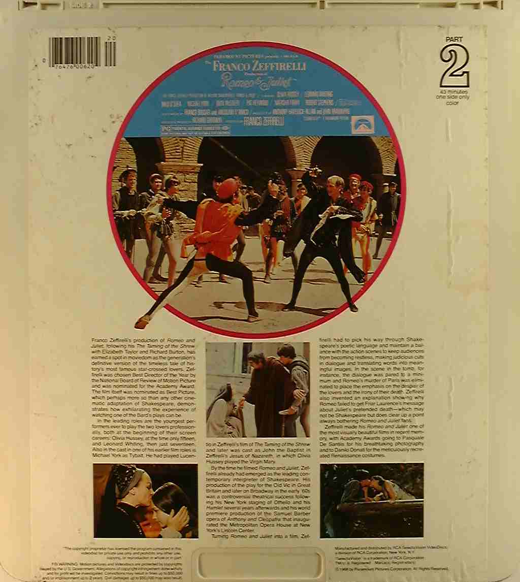 CED title precursor to the Blu-ray DVD movie disc format