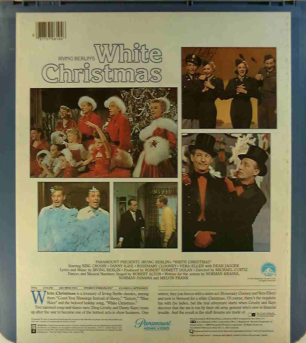 White Christmas 37757061046 R Side 2 Ced Title Blu Ray Dvd Movie Precursor
